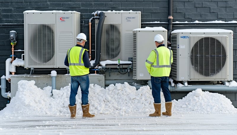 Engineers optimizing HVAC energy for snow melting and water heating Engineers optimizing HVAC energy for snow melting and water heating